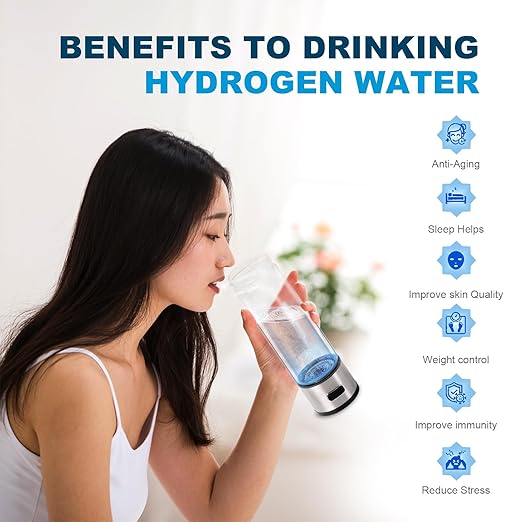 Hydrogen Water Bottle,Portable Hydrogen Water Bottle Generator, Improve Water in 3 Minutes Quick Electrolysis, Hydrogen Water Machine for Home, Office, Travel (Silver)