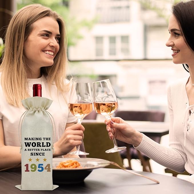 70th Birthday Gifts for Mom Dad Wine Bag Gag Gifts for 70 Year Old Man Women Wine Bottle Decoration Bag 1954 Birthday Gifts for Wife Sister Her Him Brother Turning 70 Birthday wine accessory gifts