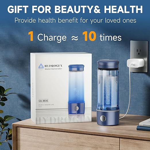 Hydrogen Water Bottle, 3 IN 1 Hydrogen Water Bottle Generator, 2300 PPB Smart Electrolysis Water Ionizer with SPE/PEM Technology, Hydrogen Water Machine for Women Men Office School Bike Running Travel