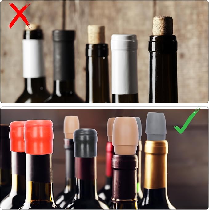 4pcs Silicone Wine Stopper,Reusable Wine Stoppers for Wine Bottles Bottle Stoppers for Champagne Beer Wine Storage