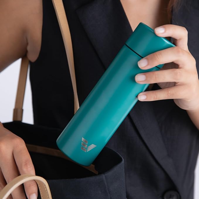 Mini Stainless Steel Water Bottle 14oz - Non-insulated | Designed for Bags | Slim, Lightweight & Stylish – Teal Green