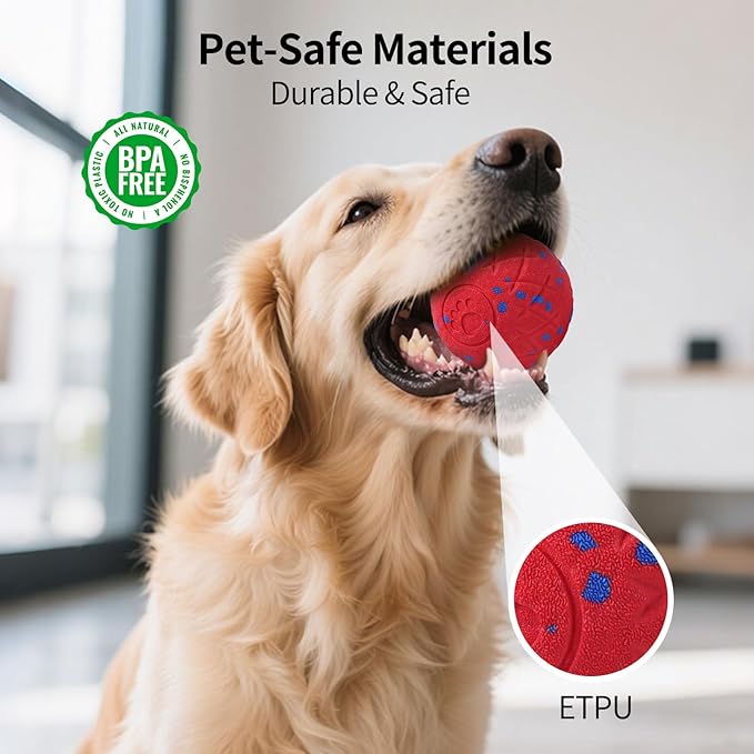 SCHITEC Interactive Dog Toys Ball Smart Automatic Bouncing Moving Rolling Vibrating Ball Motorized Pet Chase Toys for High Energy Medium Large Dogs (Red)