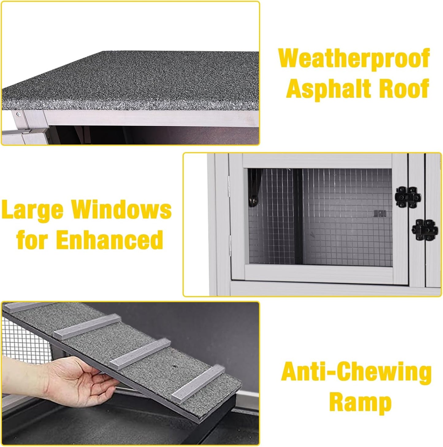 Aivituvin Rabbit Hutch Indoor Bunny Cage Outdoor 2 Story Pet House Guinea Pig Cage on Wheels 36"