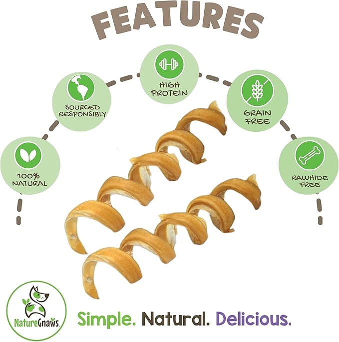 Nature Gnaws Bully Stick Springs for Dogs 7-8" (12 Count) - Long Lasting for Aggressive Chewers - Natural Curly Beef Dog Chew Bones - Rawhide Free