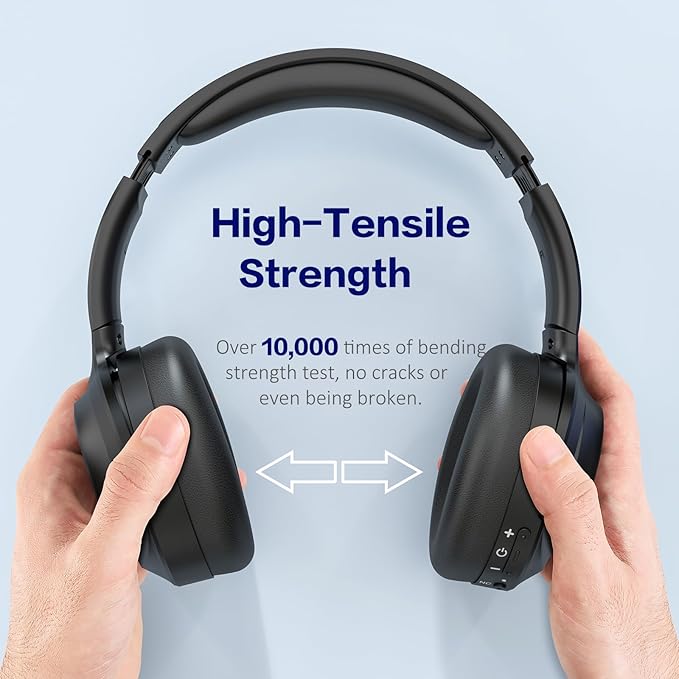 iDiskk E11 Hybrid Active Noise Cancelling Bluetooth Headphones,Over Ear Wireless Headphones Noise Cancelling with Deep Bass,60H Playtime,Hi-Res Audio Wireless Headsets for Commuting, Trips (Black)