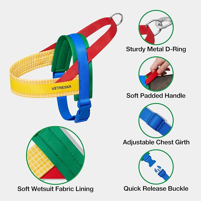 VETRESKA MoMA Dog Harness and Leash Set, Easy Walk Dog Harness for Large Dogs, No Pull Puppy Harness for Walking and Training, Adjustable, Take Control & Anti-Twist Pet Lead Combo(Yellow, L)