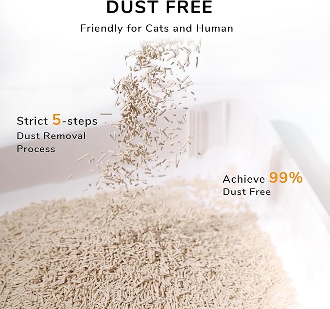 FUKUMARU Tofu Cat Litter - Corn Starch Blend, Flushable & Dust-Free, Quick Clumping, Superior Odor Control, Unscented, All-Natural, Low Tracking Pellets, Lightweight, 24 LBS (4 Packs)