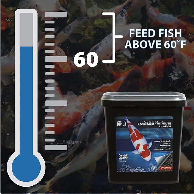 CrystalClear Platinum Fish Food, Premium Floating Pellets for Koi & Goldfish – Boost Growth, Color, and Wellness in Backyard Ponds & Water Gardens, 5mm Pellets, 17.6 Pounds