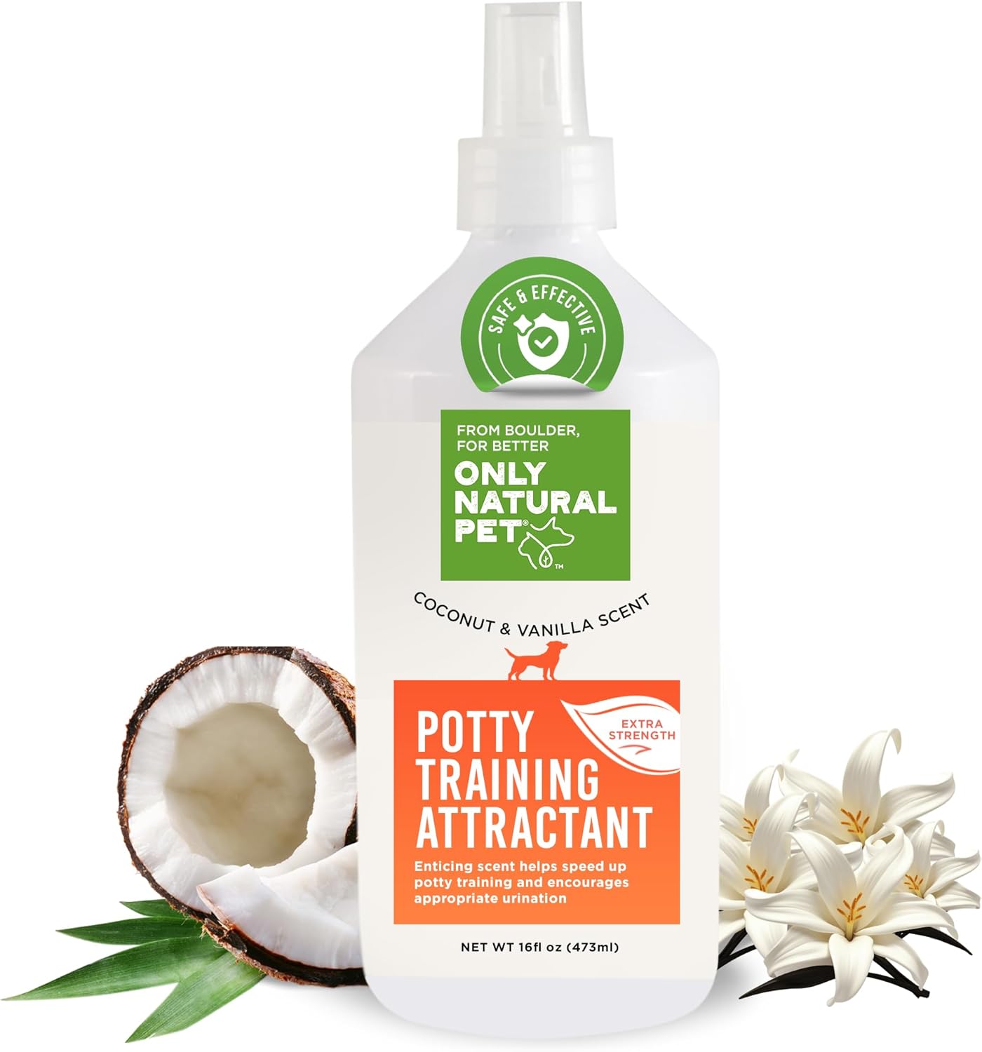 Only Natural Pet Dog Potty Training Attractant Spray for Puppies and Dogs - Essential Indoor Outdoor Toilet Training Aid for Puppy Pads, Grass, & Apartments - 16 Fl Oz Bottle
