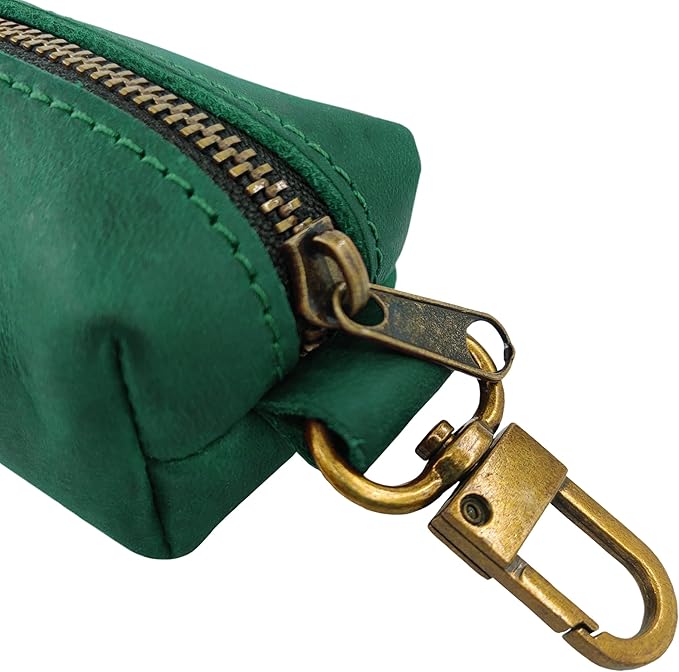 HIFA Genuine Leather Dog Leash Poop Bag Holder - Soft Touch Rustic Leather, Metal Clips, Easy Access to Pet Waste Bags - Dog Poop Dispenser for Outdoor Walking