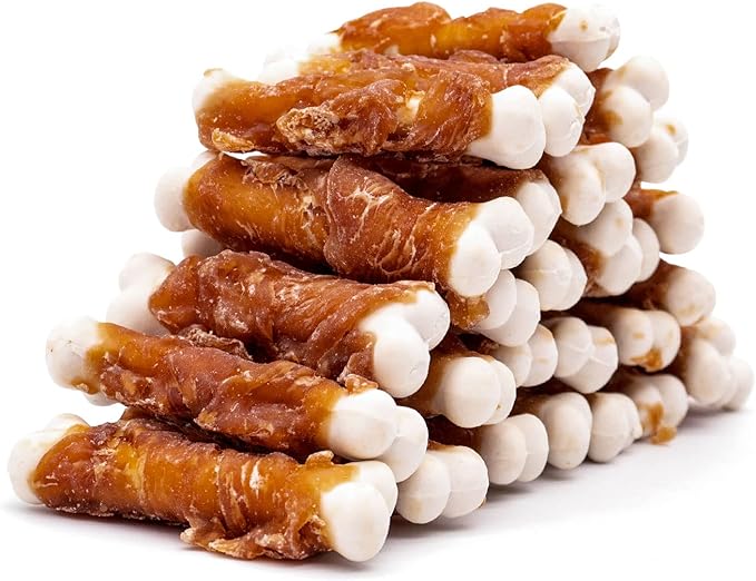 MON2SUN Dog Treats, Chicken Wrapped Calcium Bones Without Rawhide, 2.3 Inch Training Treats for Teeth Cleaning and Fresh Breath, Chews for Puppy and Small Dogs (28 Count - Pack of 1)