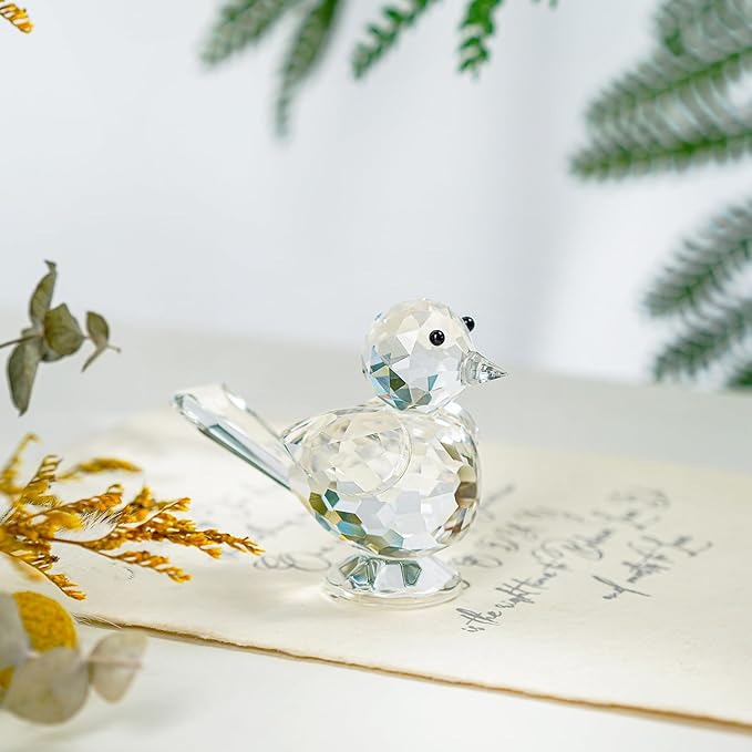 H&D HYALINE & DORA Crystal Bird of Happiness Collectible Figurines Glass Animal Figurine for Table Home Decoration