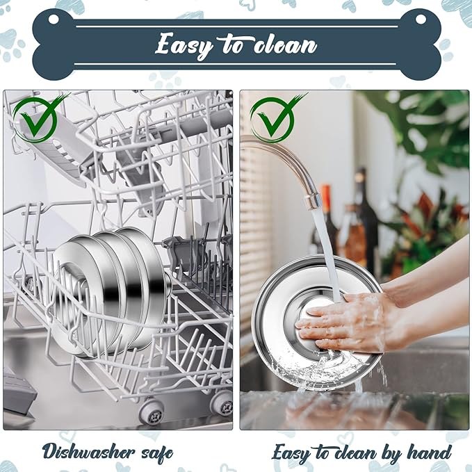 Zopeal 6 Pcs Puppy Feeding Bowls 8.7" Stainless Steel Puppy Weaning Feeder Bowl Dog Food Water Bowls for Litters, Small Medium Large Dogs, Pets