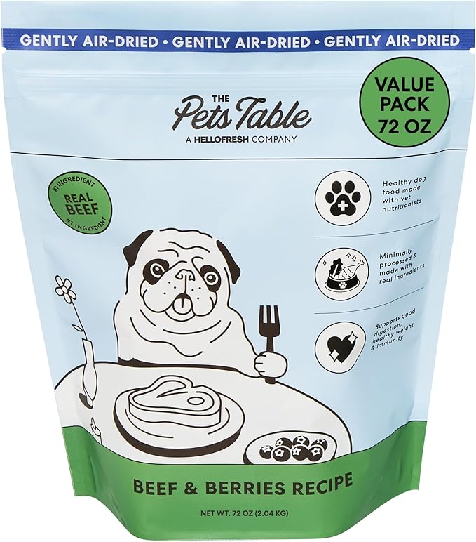 The Pets Table Air Dried Grain Free Dog Food for Dogs Large, Medium and Small | Puppy Dog Food, Adult Dog Food, Senior Dog Food | Beef & Berries 4.5 lbs / 72 oz Bag