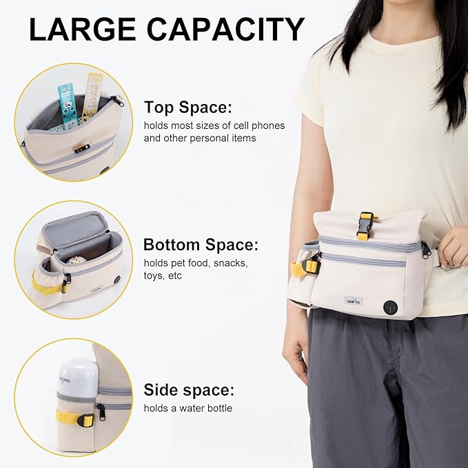 Dog Treat Pouch, Pet Training Pouch, Hand Free Dog, Pet Feed Snack Reward, for Travel or Outdoor,3 Ways to Use