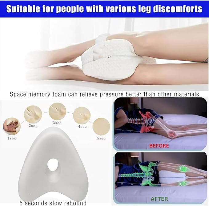 Spine Alignment Pillow - Relieve Hip Pain & Sciatica, Leg Alignment Pillow with Strap, Leg Positioner Pillows, Stand Up Pillow for Knee and Back Pain Relief, Back Support Pillow with Carry Bag