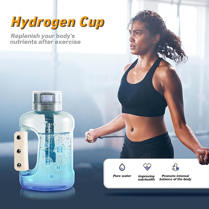 Hydrogen Water Bottle, Hydrogen Water Bottle Generator with SPE PEM Technology, Requires only Six Minutes of Rapid Electrolysis Portable, 50 Oz./1500ML(Black)