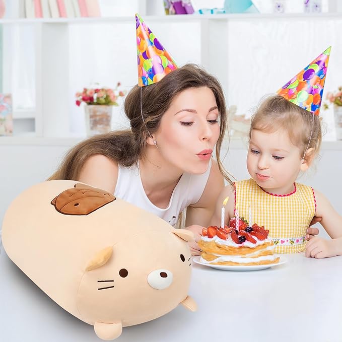 24" Giant Cute Kitten Plush Squishy Pillow Toy, Soft Cat Stuffed Animals, Big Kitty Pet Cushion Plushies Gift for Kids Girls Boys, Birthday