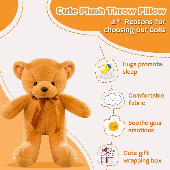 Teddy Bear Stuffed Animals 13“ Soft Cuddly Stuffed Plush Teddy Bear Cute Plush Toys Birthday Christmas Graduation Valentine’s Day Wedding Party Gifts