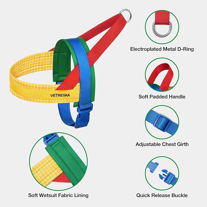 VETRESKA MoMA Dog Harness and Leash Set, Easy Walk Dog Harness for Small Medium Dogs, No Pull Puppy Harness for Walking and Training, Adjustable, Take Control & Anti-Twist Pet Lead Combo(Yellow, S)