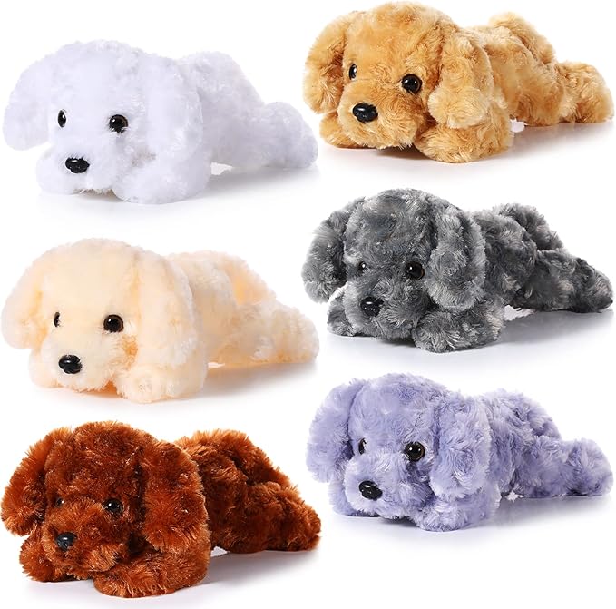 6 Pcs 8 Inch Stuffed Animal Plush Dog Puppy Soft Plush Pillow Toy Fluffy Puppy Set for Kids Girls Dog Theme Party Favor Birthday Baby Room Home Decor(Cute Style,Cute Color)
