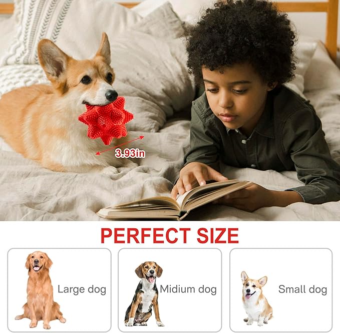 LiuMelinda Dog Chew Toys for Aggressive-Chewers - Indestructible Dog Toy for Aggressive Chewer，Tough Chew Toys for Dogs （Rubber Stacked Star Ball）