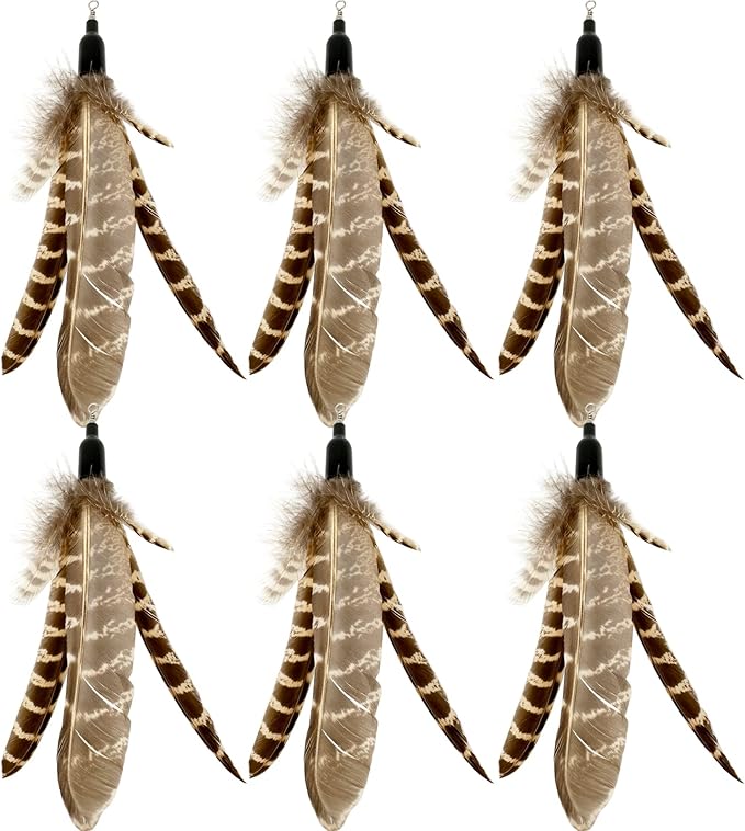 Cat Feather Toys Refills, 6 Pieces Handmade Da Bird Feathers Refill, Cat Wand Replacement Feather for Indoor Cats (C)
