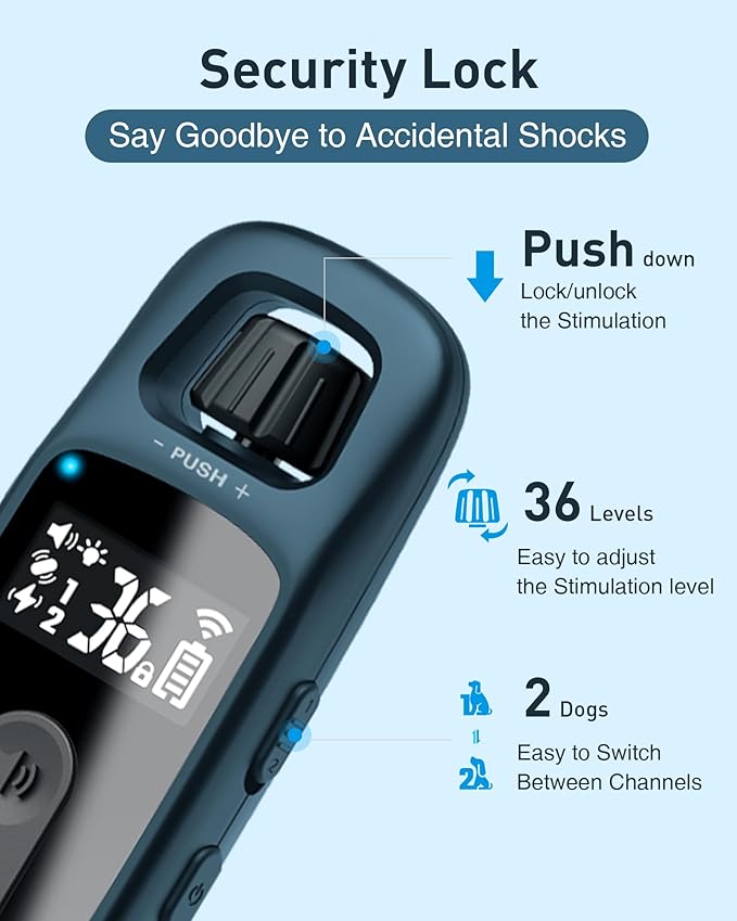 ABBIDOT Dog Shock Collar, 3300 FT Dog Training Collar with Remote, IPX7 Waterproof with 4 Training Modes, Rechargeable E-Collar for Small Medium Large Dogs (5-120 lbs)