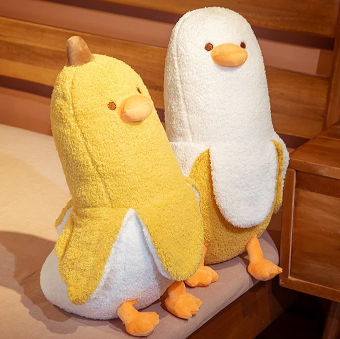 PEACH CAT Banana Duck Plush Toy Cute Plushie Hugging Plush Pillow Duck Stuffed Animal for Girls and Boys Yellow 19.7"