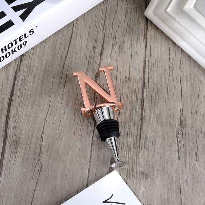 Miicol Wine Stopper, Prosecco Stopper, Wine Bottle Stopper, Personalised Champagne Stopper, Rose Gold Wine Accessories, Wine Lovers Gift, Monogram Gift, Letter N