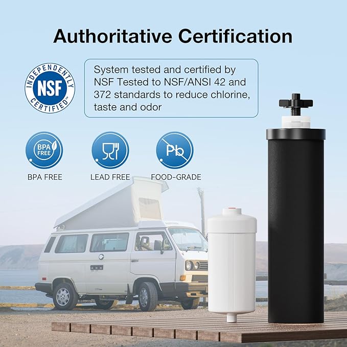 7" Ceramic Filter Activated Carbon Gravity Water Replacement Element (Fluoride, 2 & Black Carbon, 2)