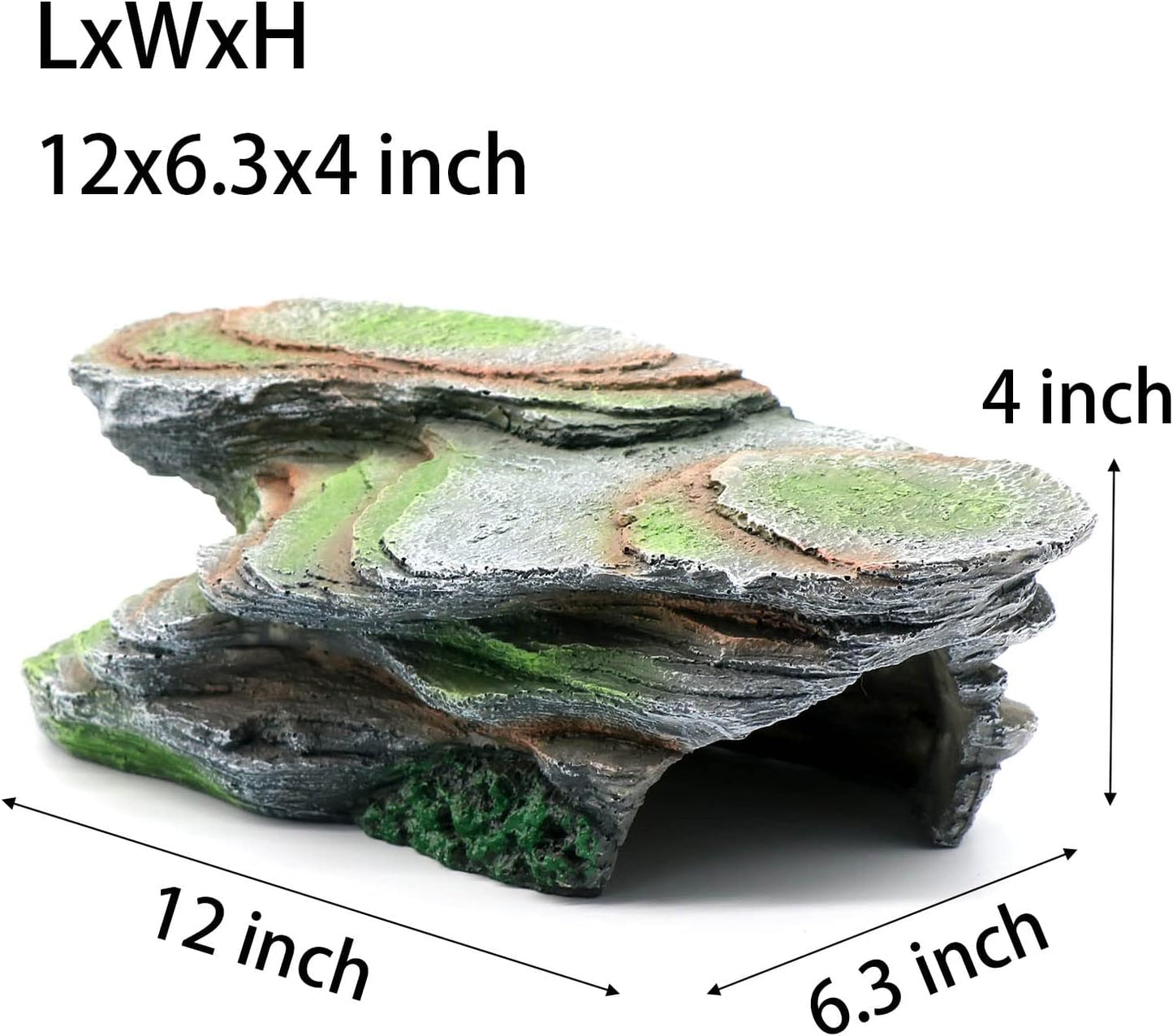 Reptile Resting Terrace Tortoise Climbing Platform Shale Scape Step Ledge, Reptile Cave Hideout Leopard Gecko Accessories Decorations, Great for Reptiles, Amphibians, Bearded Dragons, Lizard, Frogs