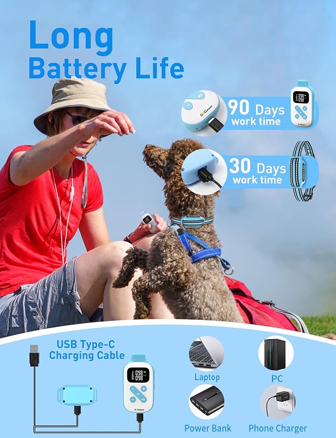 No Shock Dog Training Collar, Vibrating Dog Collar with Remote 2800Ft, Vibration Collar for Puppy Small Medium Large Dogs - No Prongs (Blue)