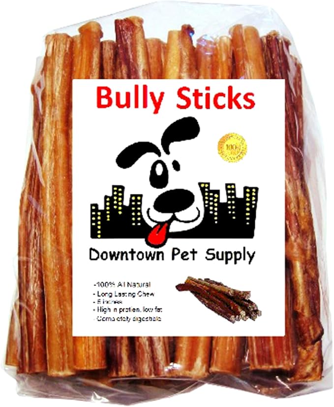 Downtown Pet Supply Bully Sticks for Dogs - Natural 6 Inch Beef Chews, Odor-Free & Rawhide-Free, Long Lasting Dog Treats for Aggressive Chewers - Healthy, Safe & Delicious Chews Dogs Love (30 Pack)