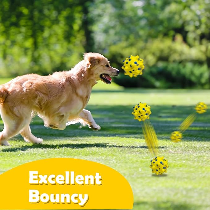 4PCS Indestructible Tennis Dogs, Dog Balls for Aggressive Chewers, Durable Bouncy Toy Balls, Interactive Toys Fetch Game, Lightweight Floating Medium