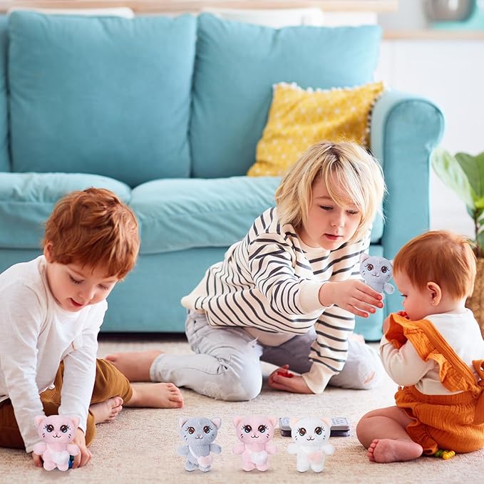 Zomiboo 9 Pcs Cat Stuffed Animals Bulk Mini Plush Cat Pig Stuffed Kitten Soft Doll Piggy Plush Toys Ornament for DIY Keychain Halloween Classroom School Pet Animals Party Favors(Heart Style)