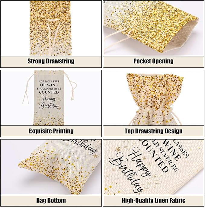 Happy Birthday Gifts for Women Wine Bag Birthday Present 20th 30th 40th 50th Birthday Gifts for Men Coworkers Lady Friend Bestie Him Anniversary Wine Bags