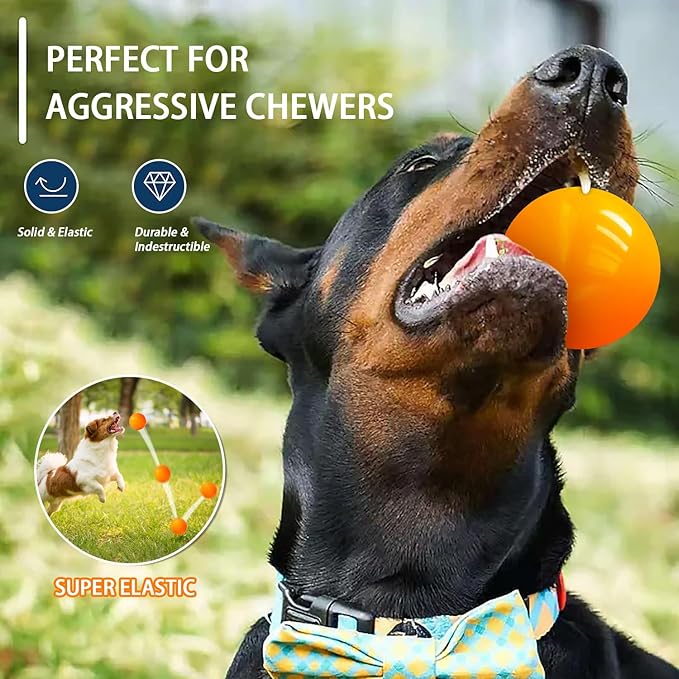 Indestructible Dog Toys - Solid Rubber Balls for Aggressive Chewers, 100% Safe & Non-Toxic, Floating Fetch Toys for Medium & Large Dogs