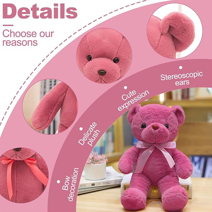 Teddy Bear Stuffed Animals 13.4" Soft Cuddly Stuffed Teddy Bear Plush Red Cute Plush Toys for Birthday Valentine’s Day Wedding Graduation Party