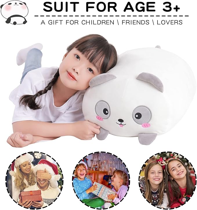 24 inch Large Panda Plush Pillow Toy, Panda Big Stuffed Animals, Kawaii White Bear Doll Jumbo Cushion Plushies Gift for Girls Boys Kids, Birthday