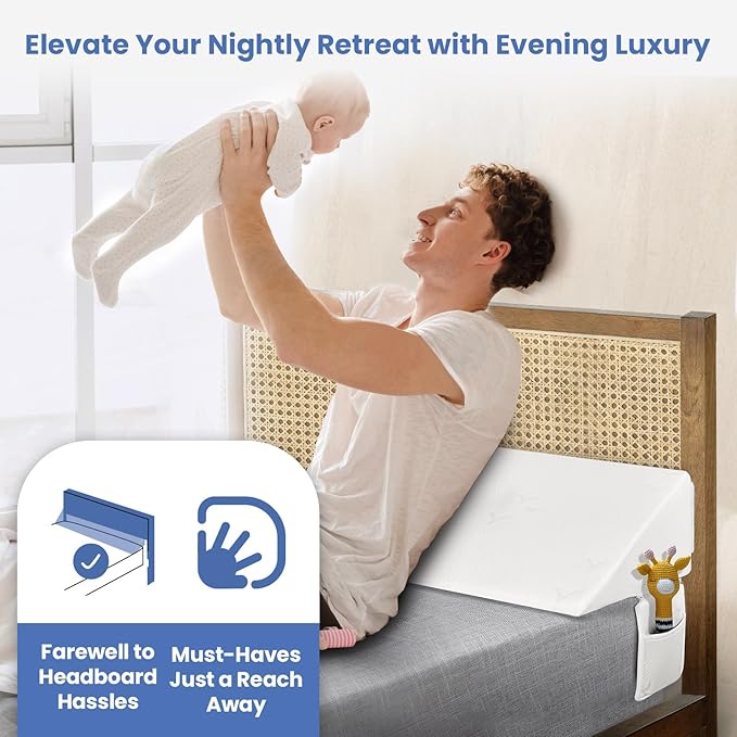 Wedge Pillow Headboard, Ultimate Comfort Bed Wedge Pillow for Headboard, Relaxation Bed Gap Filler for Queen(60"x10"x6"), Foam Pillow Wedge for Headboard Gap, Overall Bed Gap Filler.