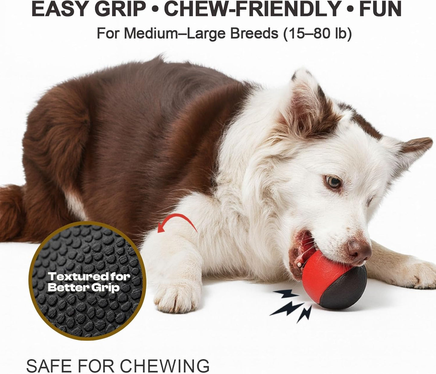 Interactive Squeaky Dog Toys Balls – Durable Rubber Dog Toy for Aggressive Chewers,High Bounce Dog Ball & Floating Fetch Ball,Indestructible Chew Toy for Medium & Large Dogs