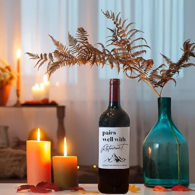 24Pcs Retirement Wine Bottle Stickers Pairs Well With Retirement Gift For Coworker Now Let The Adventure Begin Retirement Wine Label Wine Gift Retirement Party Decorations Supplies