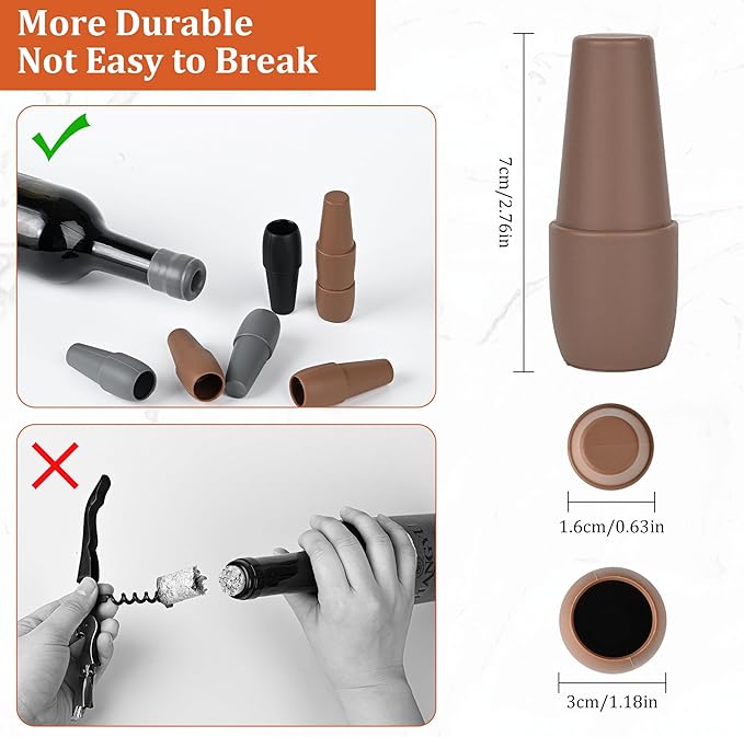 9 Pcs YiRayon Wine Bottle Stoppers, Reusable Silicone Wine Seal Stopper Unbreakable Wine Corks Beverages Beer Champagne Red Wine Bottle Covers to Keep Wine Fresh