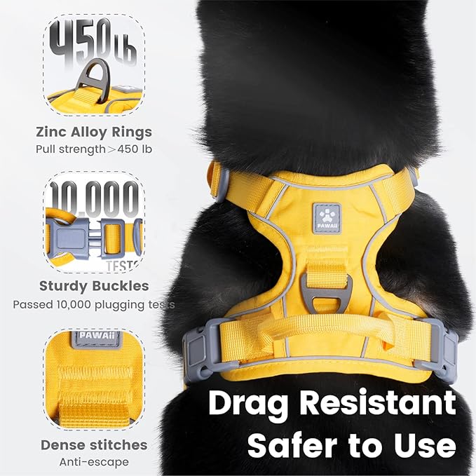 Pawaii No Pull Dog Harness with Pet ID Tag,Reflective Strips No Choke Front O Ring Breathable Mesh Adjustable Soft Padded Pet Vest with Easy Control Handle for Small Dogs