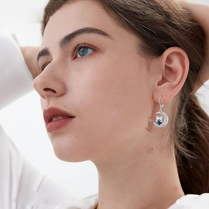 925 Sterling Silver Cat Earrings Cute Animal Kitten Stud Earrings cat Jewelry Gifts for Women Girls Hypoallergenic Earrings for Sensitive Ears