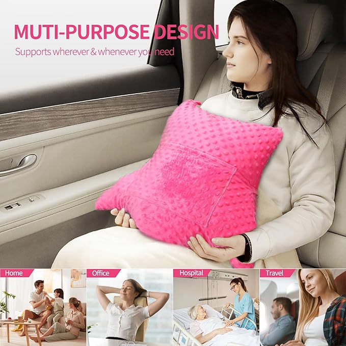 Hysterectomy Pillow with Pocket for Ice/Hot Packs, Abdominal Surgery Recovery Pillow for Women, Post-Surgery Support Cushion(Pink)