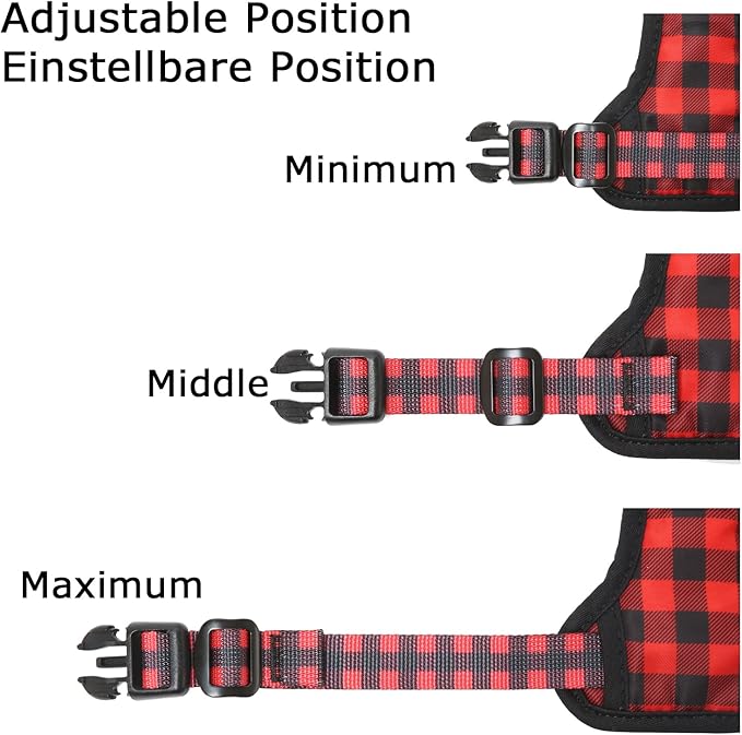 HEELE Dog Harness Dog Harness Small Dog No Pull Harness with Soft Handle Reflective Harness Adjustable, Checkered-Red, S