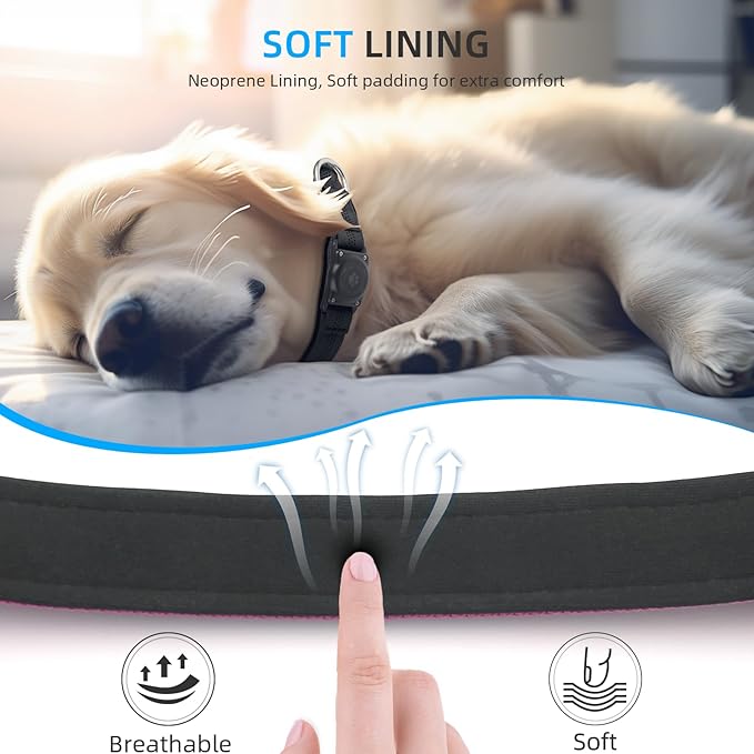 Upgraded AirTag Dog Collar, IP68 Waterproof Air Tag Dog Collar Holder, Reflective, Ultra-Durable, Comfortable Padded, Heavy Duty Dog Collars for Small Medium Large Dogs (M (12.6"-17.1"), Pink)