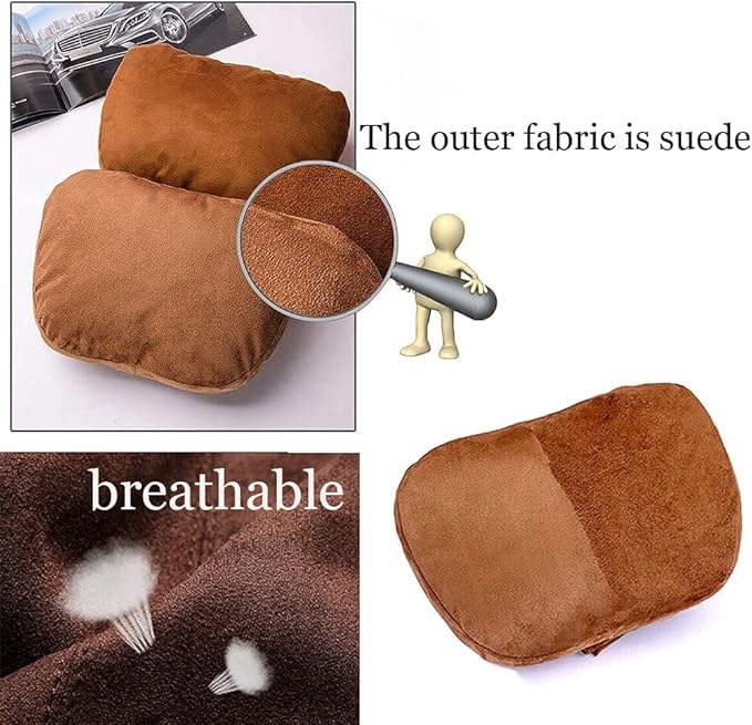 2Pcs Car Neck Pillows for headrests,for Travel Interior Accessories and Suede Support Head Pillows，Balance Neck Pillow Designed to Relieve Neck Pain and Muscle Tension.(Beige)